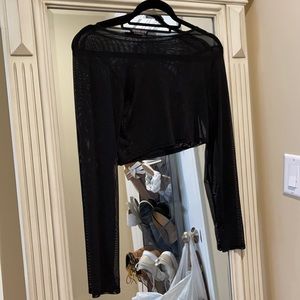 Cropped see through black top